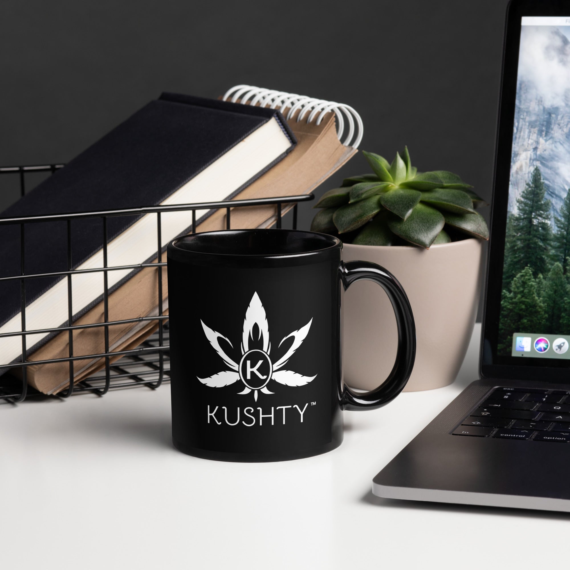 Kushty Black Mug