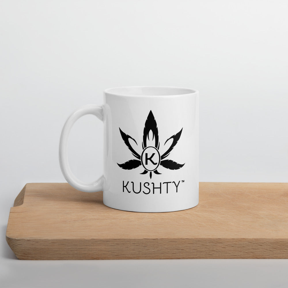 Kushty White glossy mug