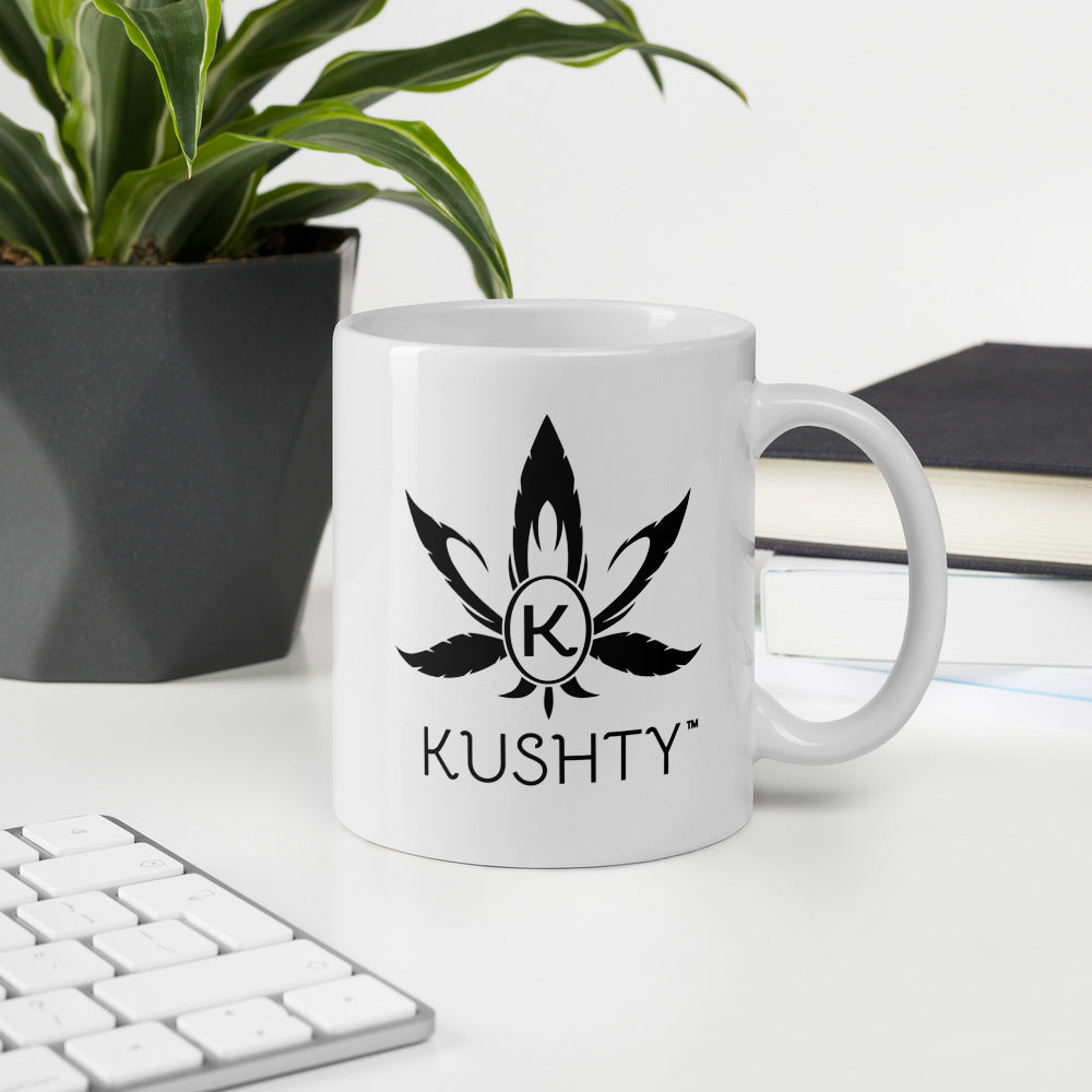 Kushty White glossy mug