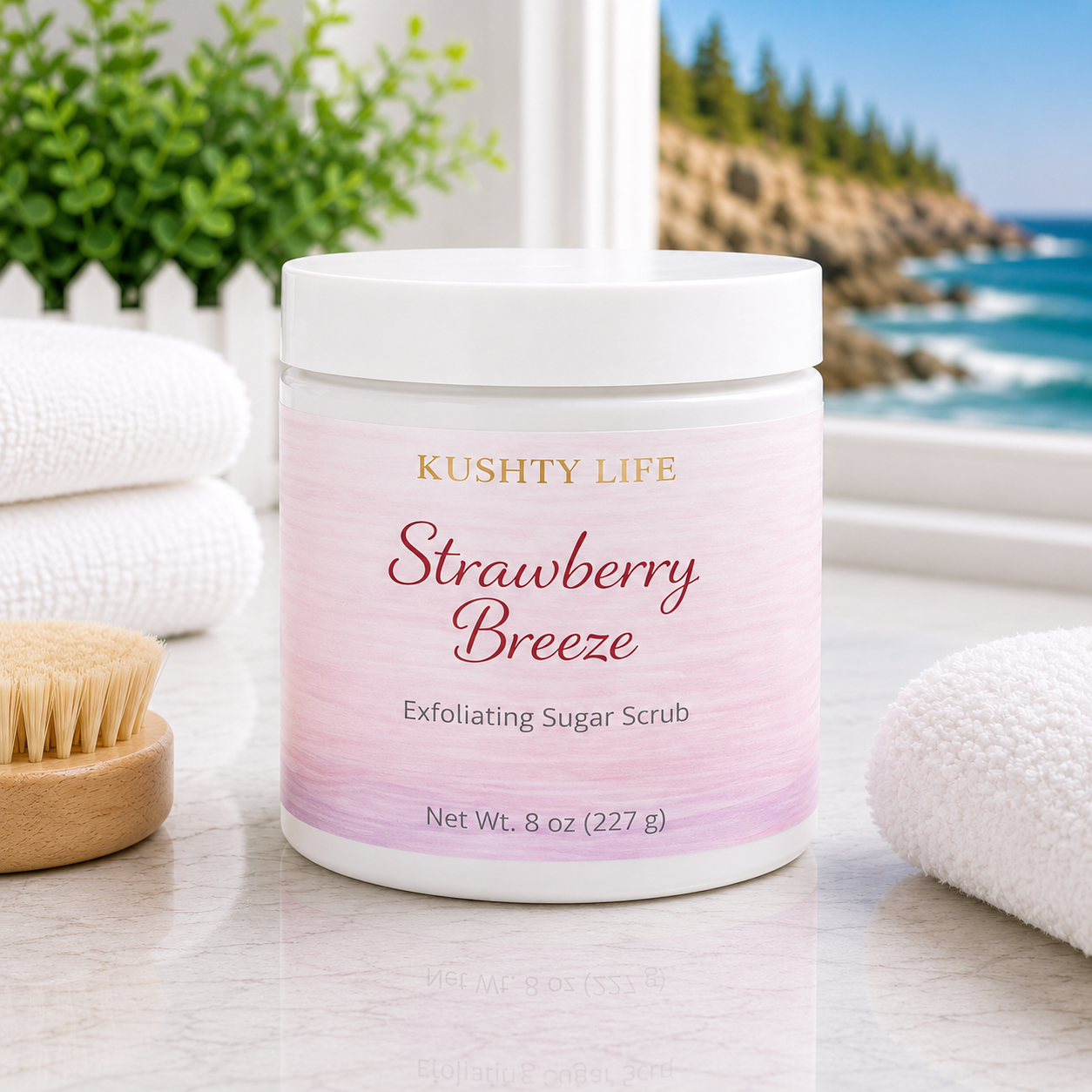 strawberry seed scrub Strawberry Breeze- Kelp Infused Exfoliating Sugar Scrub – Kushty Life