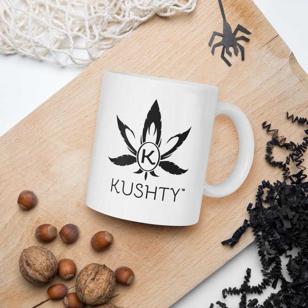 Kushty White glossy mug